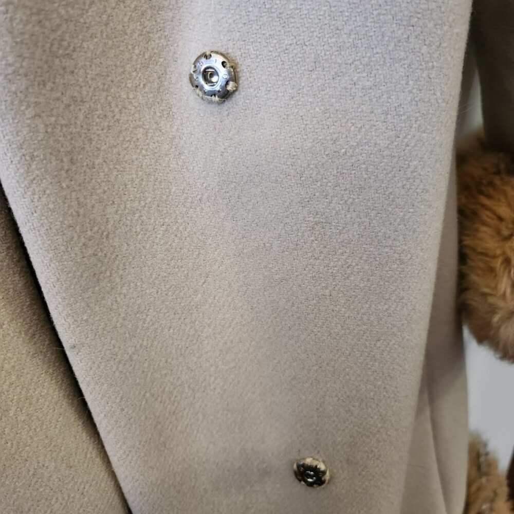 Vintage Cuddle Coat Beige Wool Coat with Faux Fur Trim Size M - Picture 5 of 9